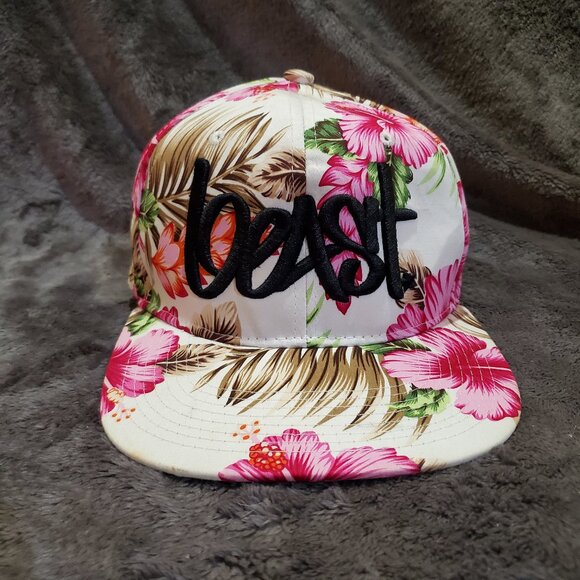 BEAST "Work Hard-Stay Humble" Floral Print Hat Cap Snapback Hawaiian Flowers - Picture 1 of 10